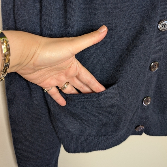 J. Crew Cashmere Color Block Cardigan sz L - Picture 3 of 6